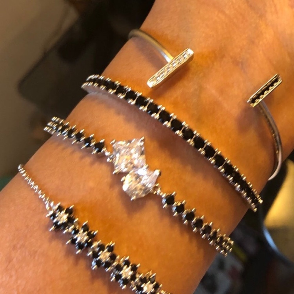 Adjustable Pure Silver Swarovski Elements Bracelet - image 8